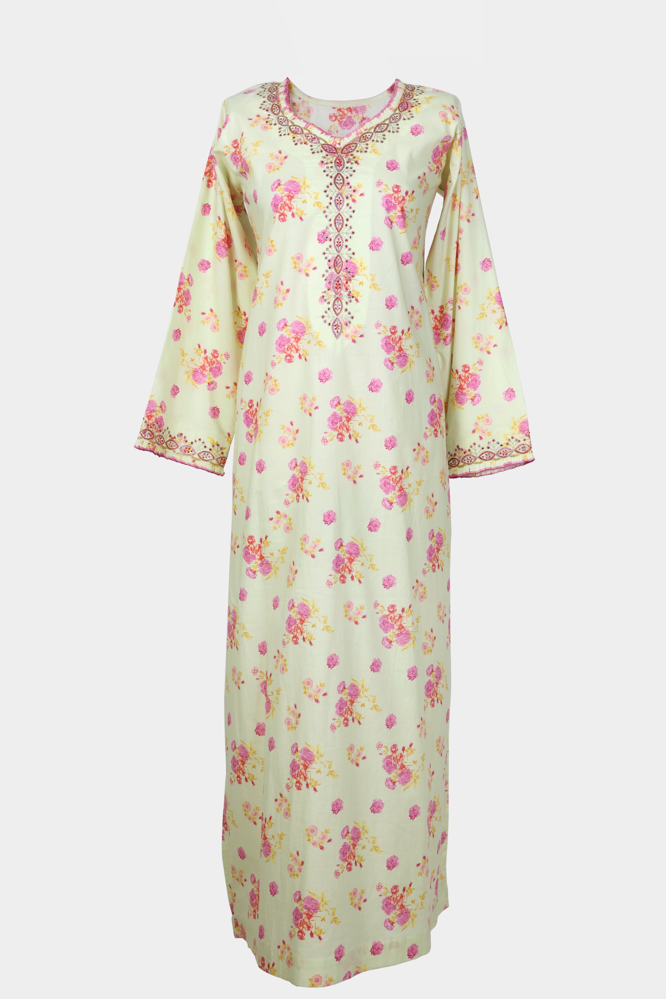 Roselle Floral Embroidered Jalabiya
