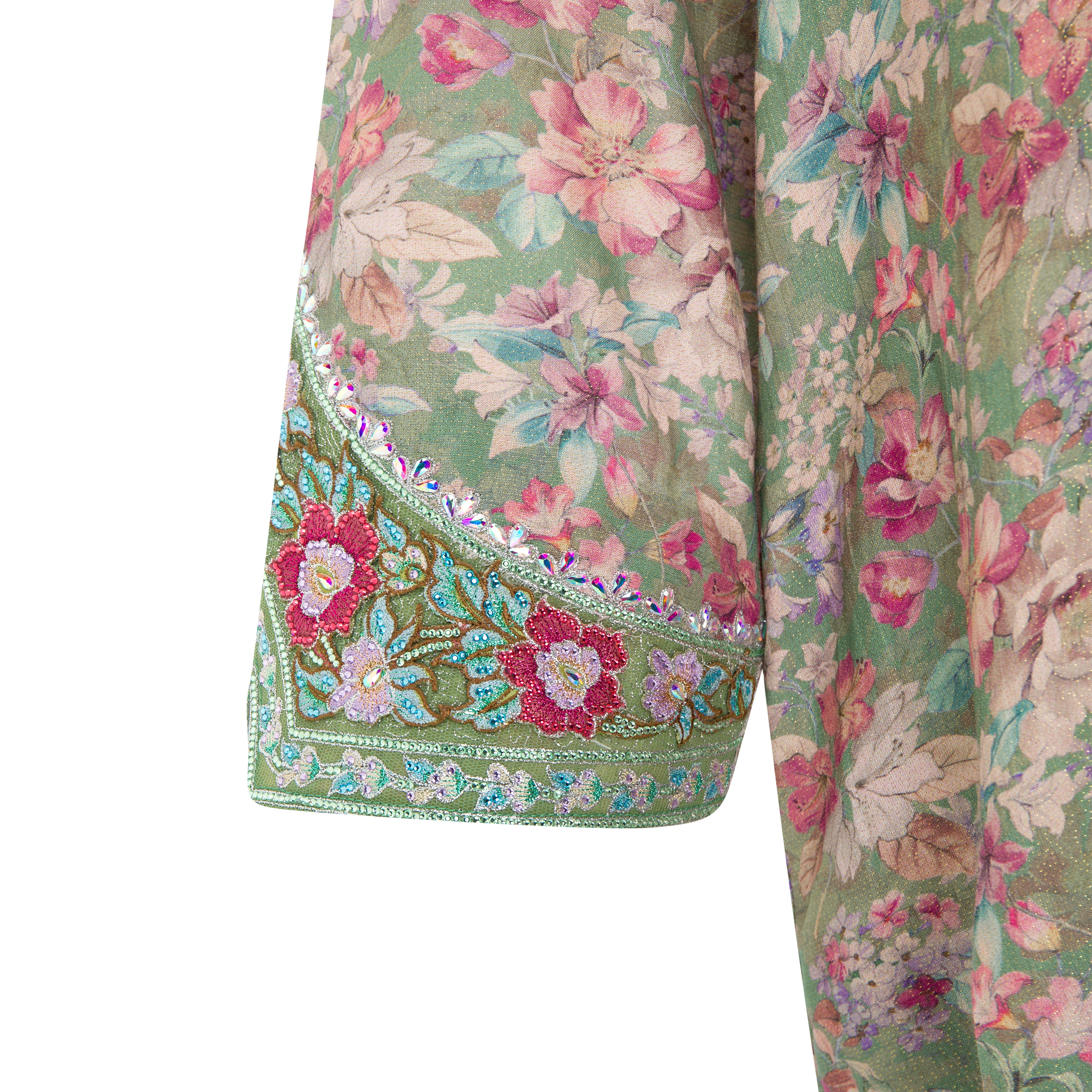Pastel Green Floral Mukhawar – 3D Hand Embellished | Hindi Silk