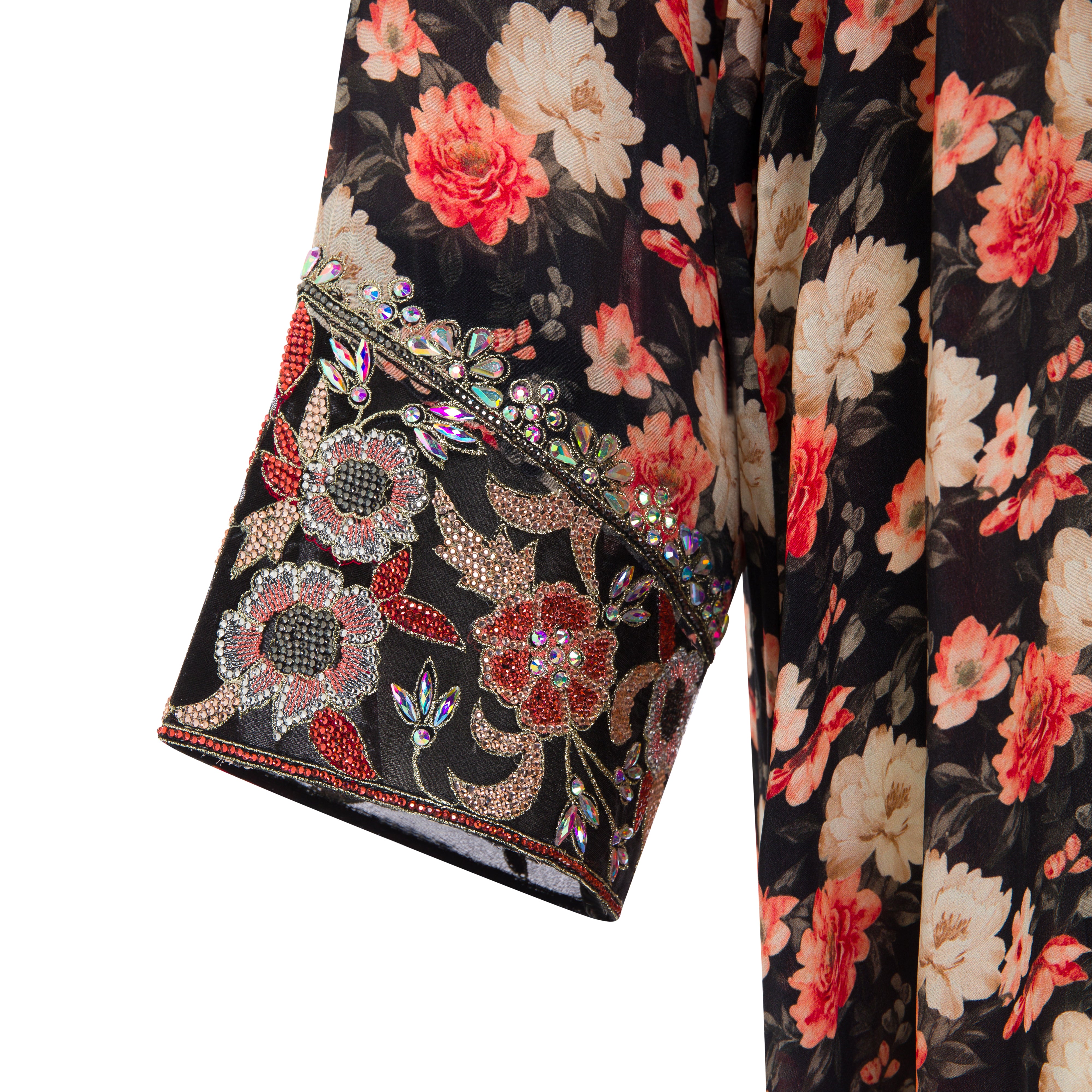 Black & Red Floral Mukhawar – Embellished Luxury Edition