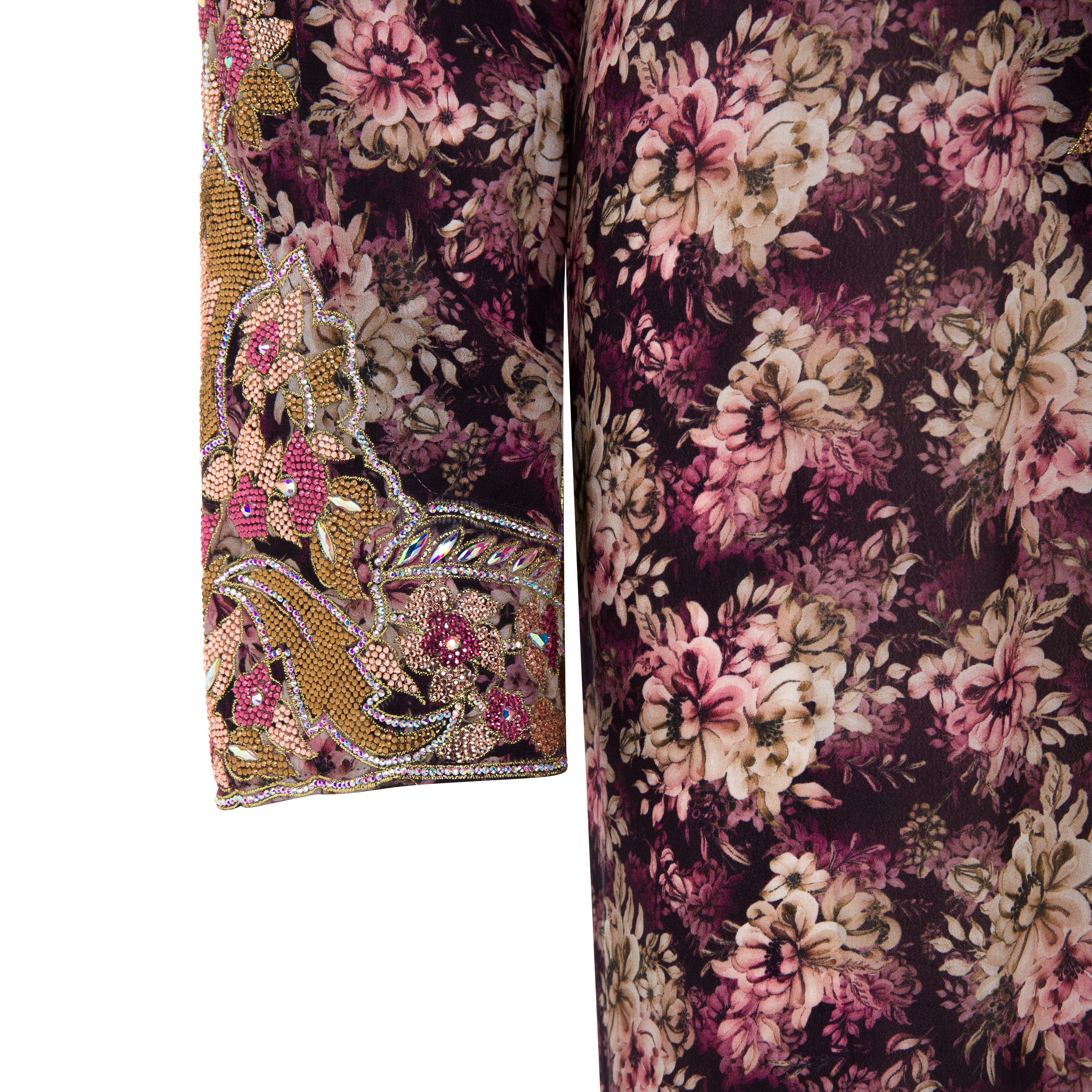 Deep Rose Mukhawar | Intricate Beaded Embroidery on Silk Hindi