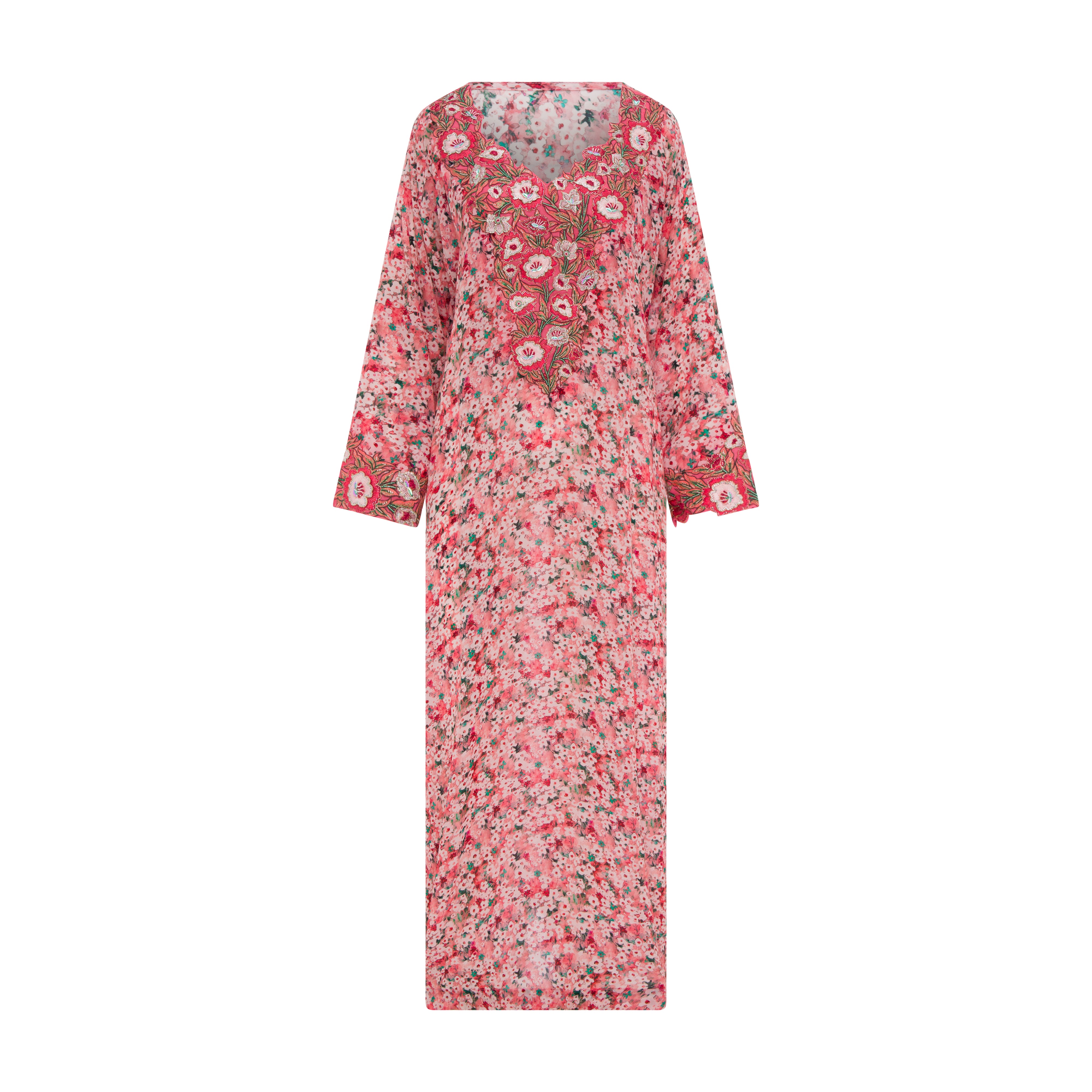 Rosy Bloom Mukhawar | Folak Embroidery on Silk Hindi with Crystal Highlights