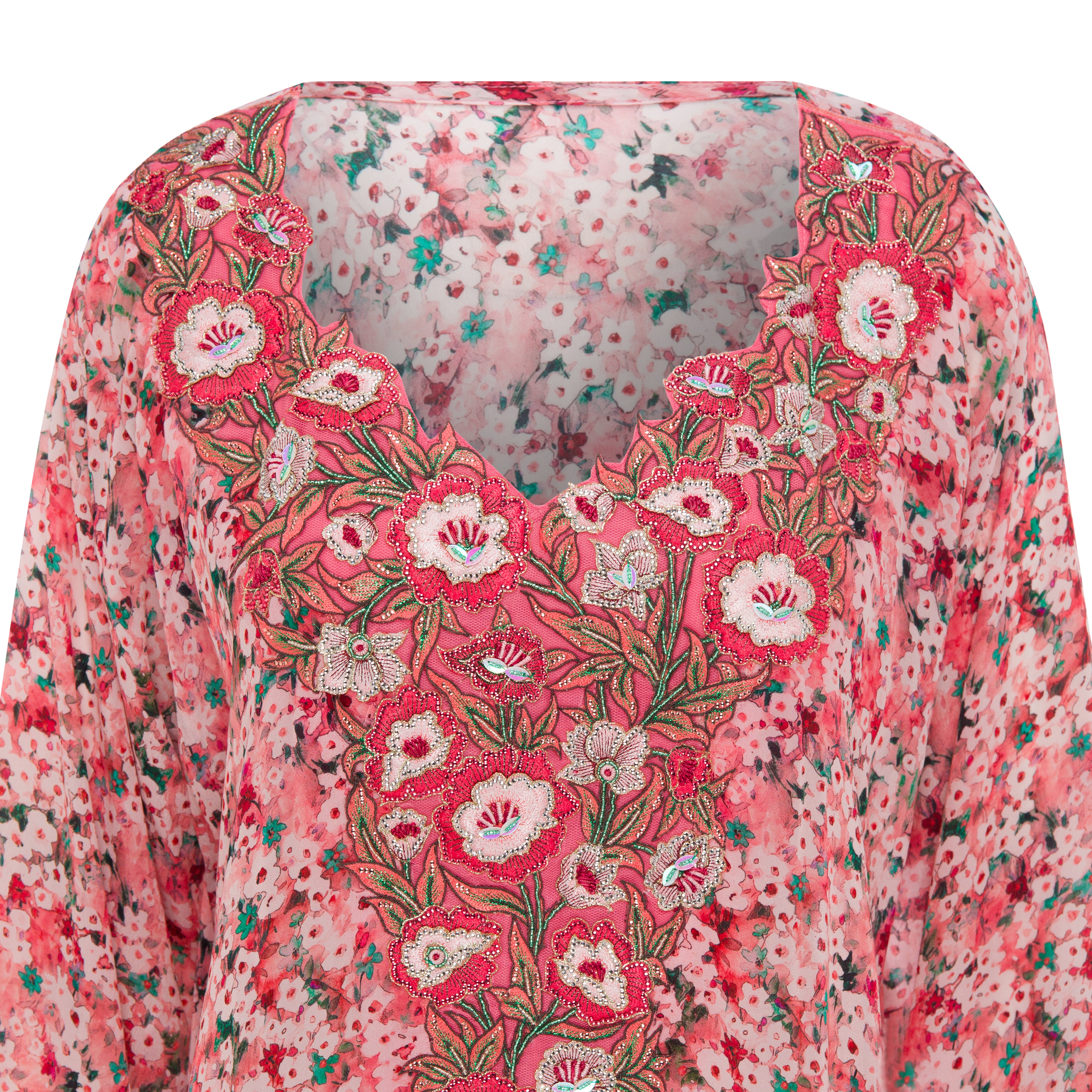 Rosy Bloom Mukhawar | Folak Embroidery on Silk Hindi with Crystal Highlights