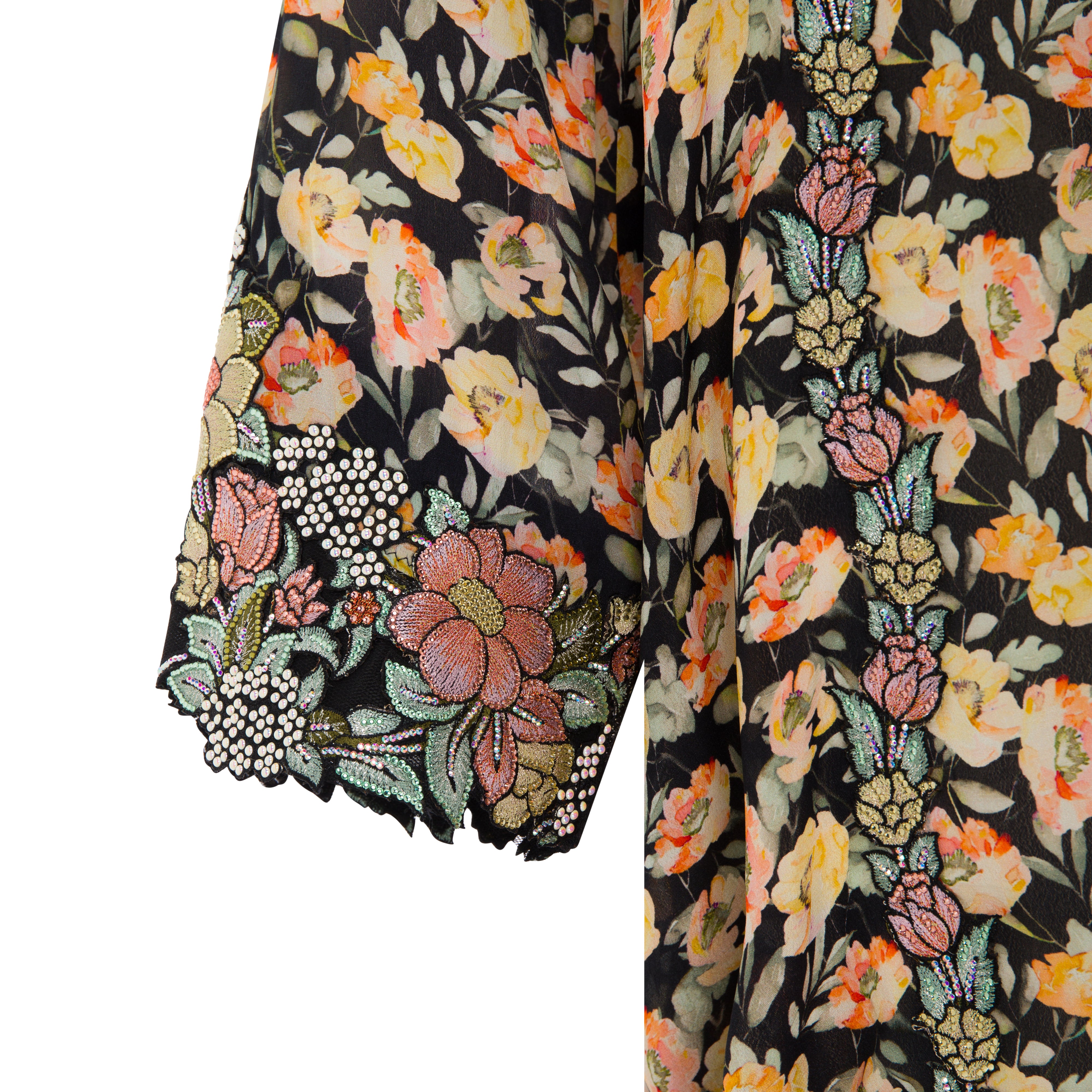 Zahara Bloom Mukhawar | Silk Hindi with 3D Floral Embroidery & Crystal Detailing