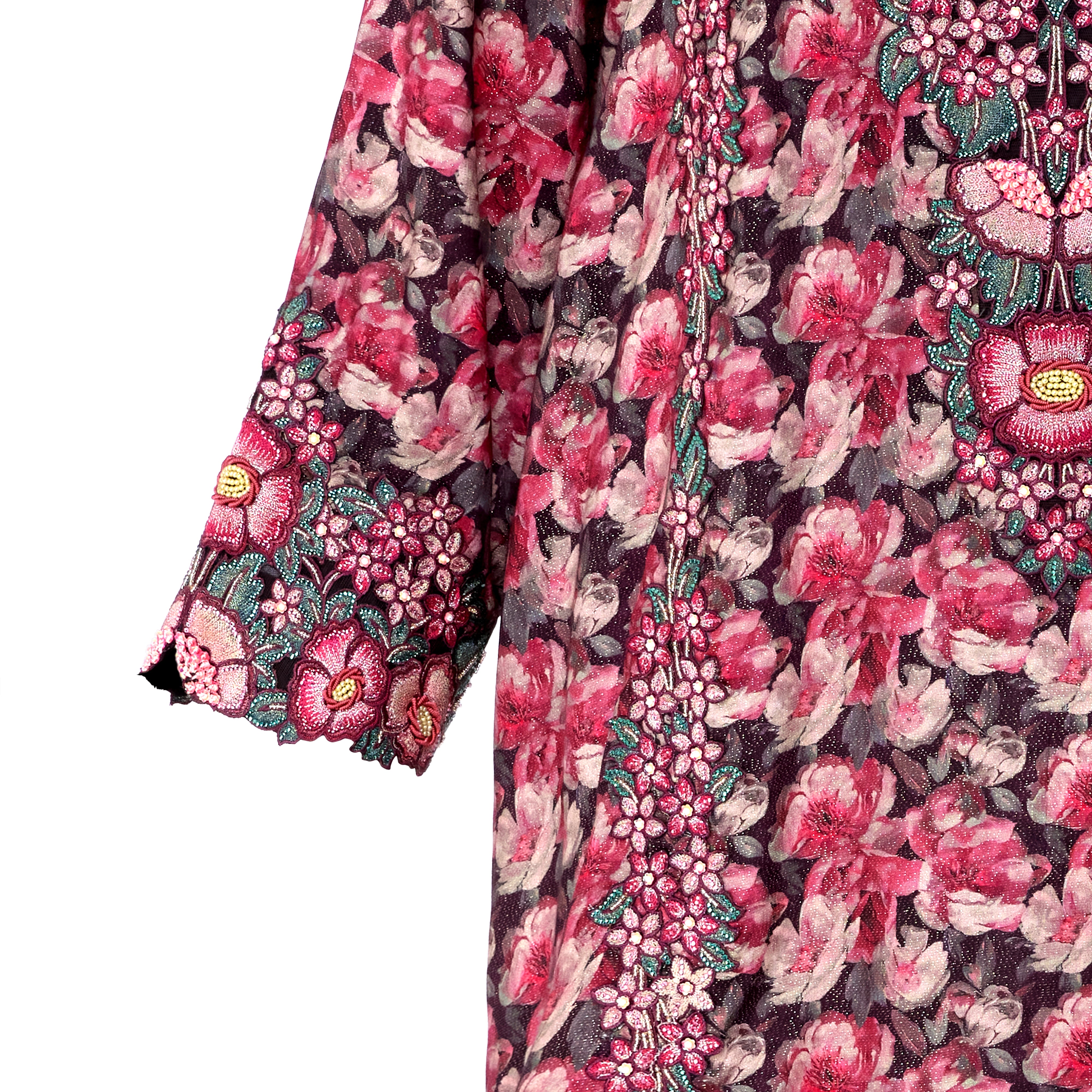 Rosa Luxe Mukhawar | Silk Hindi with 3D Floral Embroidery, Folak& Crystals