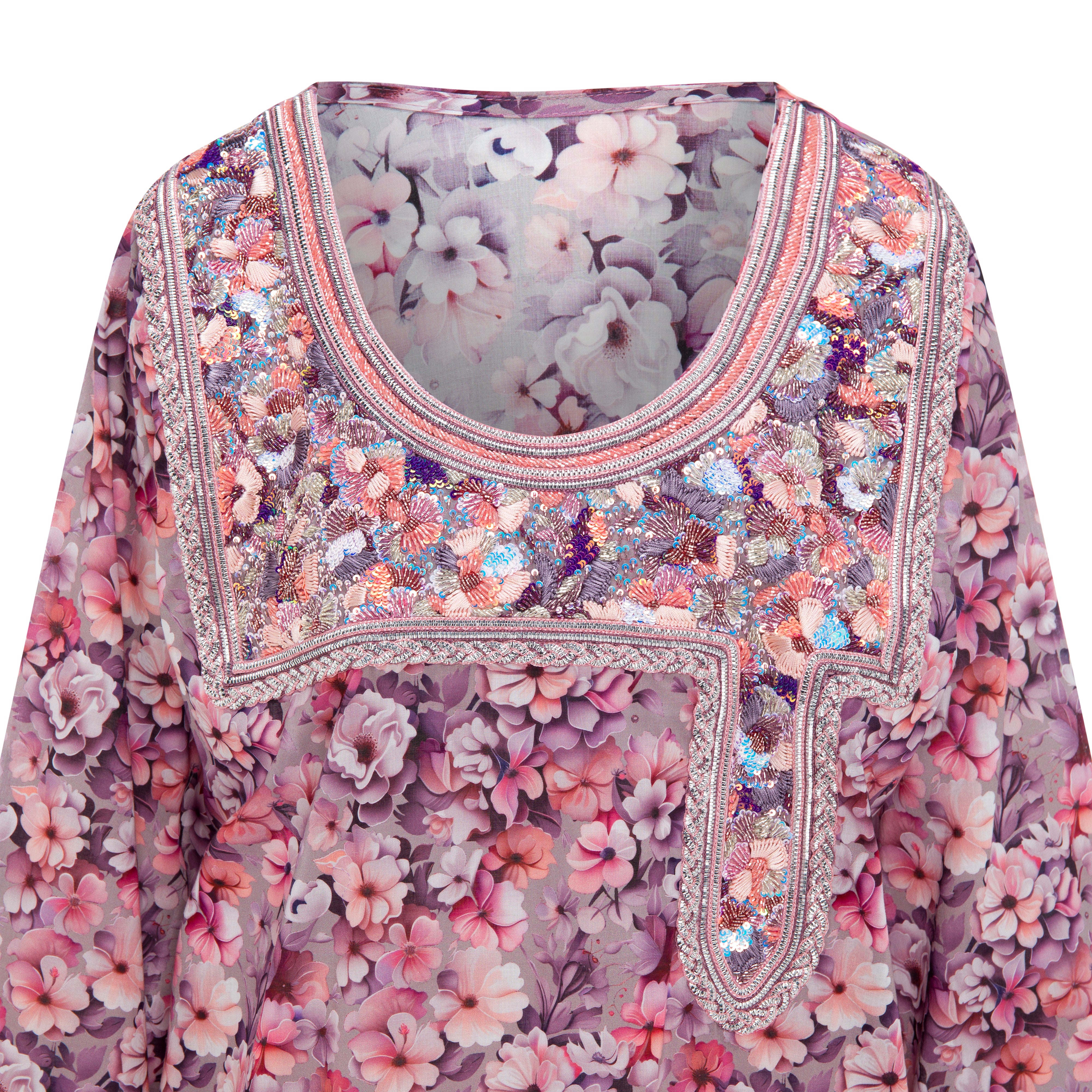 Lilac Floral Cotton Dress | Talli, Folak& Thread Work